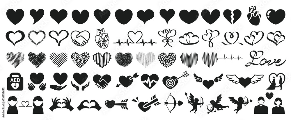 Fototapeta premium 様々なハート素材 