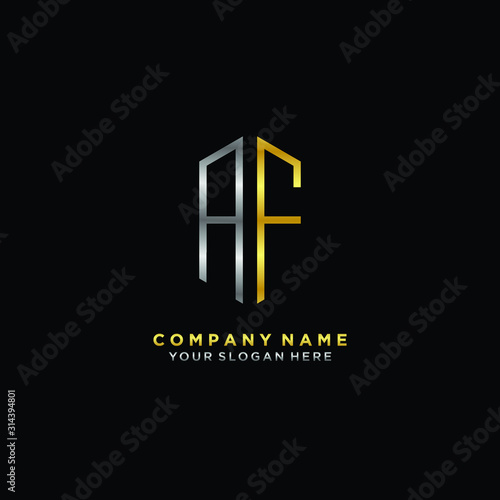 letter AF Minimalist style of gold and silver. luxury minimalist logo for business