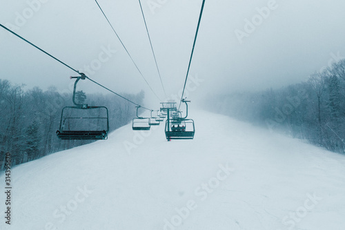 ski lift in mountains