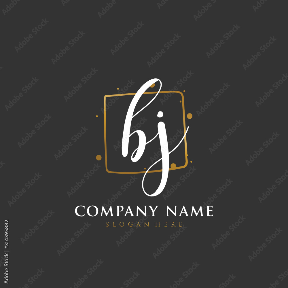 Handwritten initial letter B J BJ for identity and logo. Vector logo template with handwriting and signature style. Handwritten initial letter B J BJ for identity and logo. Vector logo template with handwriting and signature style.