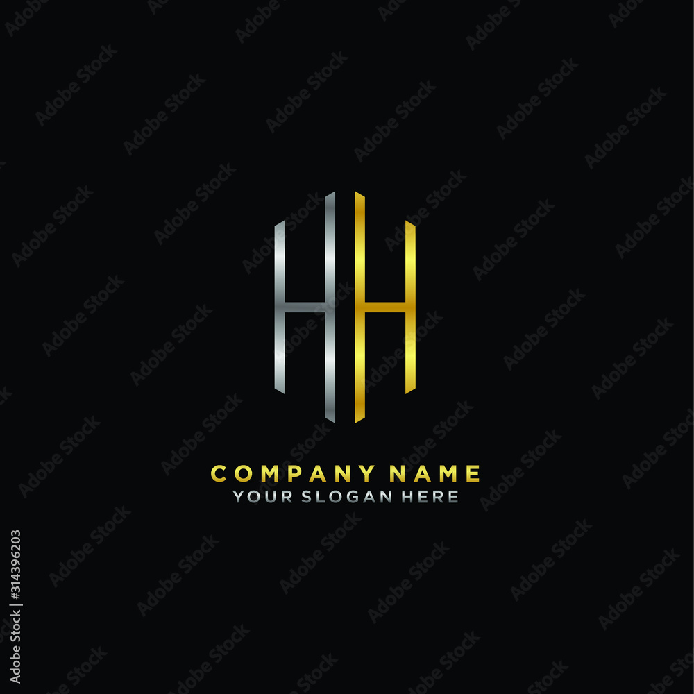 letter HH Minimalist style of gold and silver. luxury minimalist logo for business