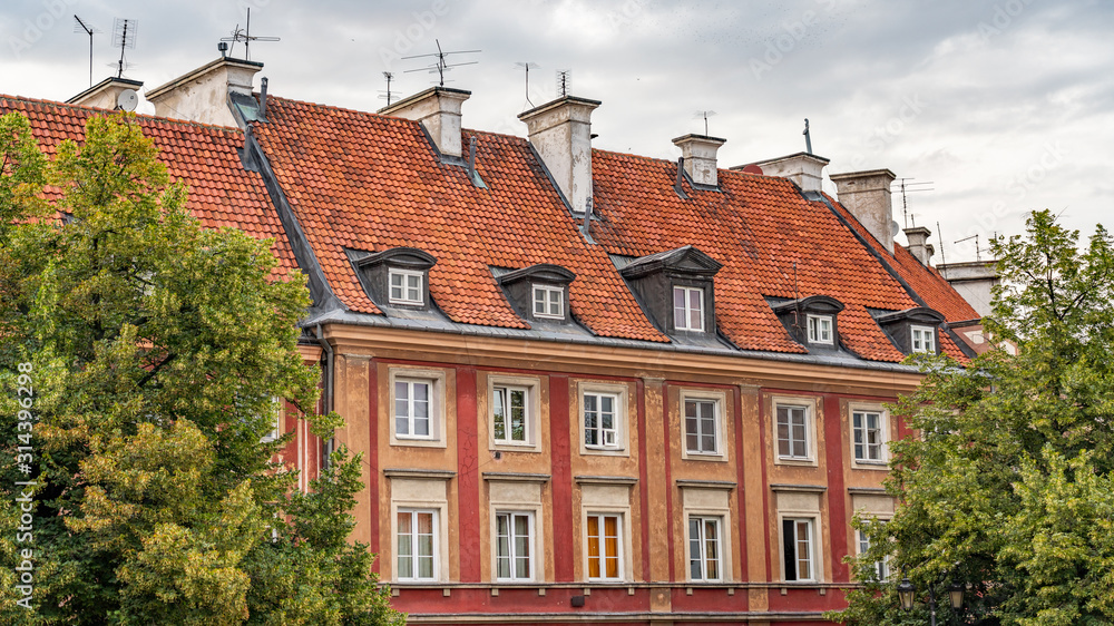 Fototapeta premium Roofs of old town in Warsawa