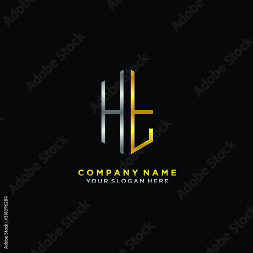 letter HT Minimalist style of gold and silver. luxury minimalist logo for business