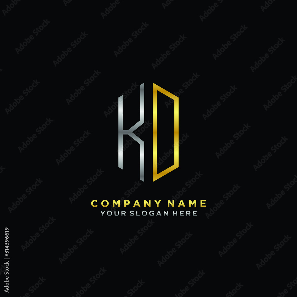 letter KD Minimalist style of gold and silver. luxury minimalist logo for business letter KD Minimalist style of gold and silver. luxury minimalist logo for business