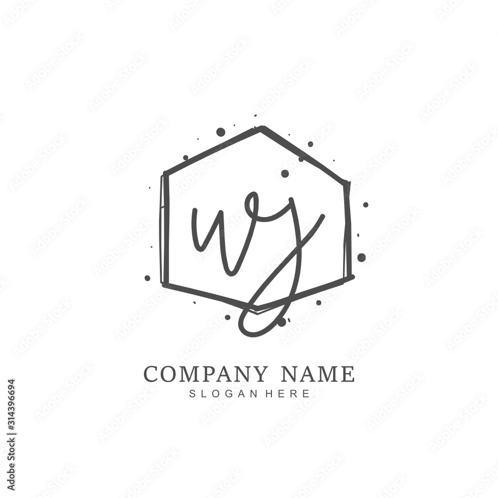 Handwritten initial letter W J WJ for identity and logo. Vector logo template with handwriting and signature style. Handwritten initial letter W J WJ for identity and logo. Vector logo template with handwriting and signature style.
