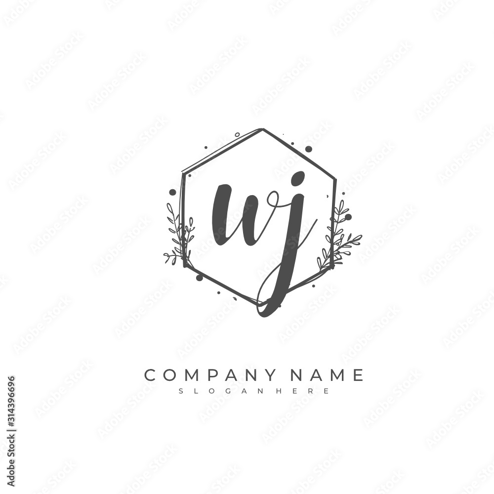 Handwritten initial letter W J WJ for identity and logo. Vector logo template with handwriting and signature style. Handwritten initial letter W J WJ for identity and logo. Vector logo template with handwriting and signature style.