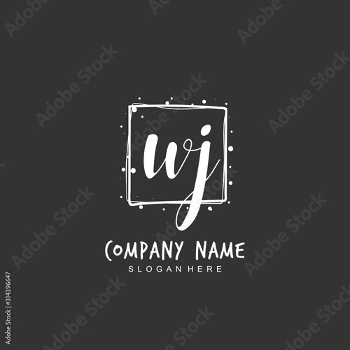 Handwritten initial letter W J WJ for identity and logo. Vector logo template with handwriting and signature style.