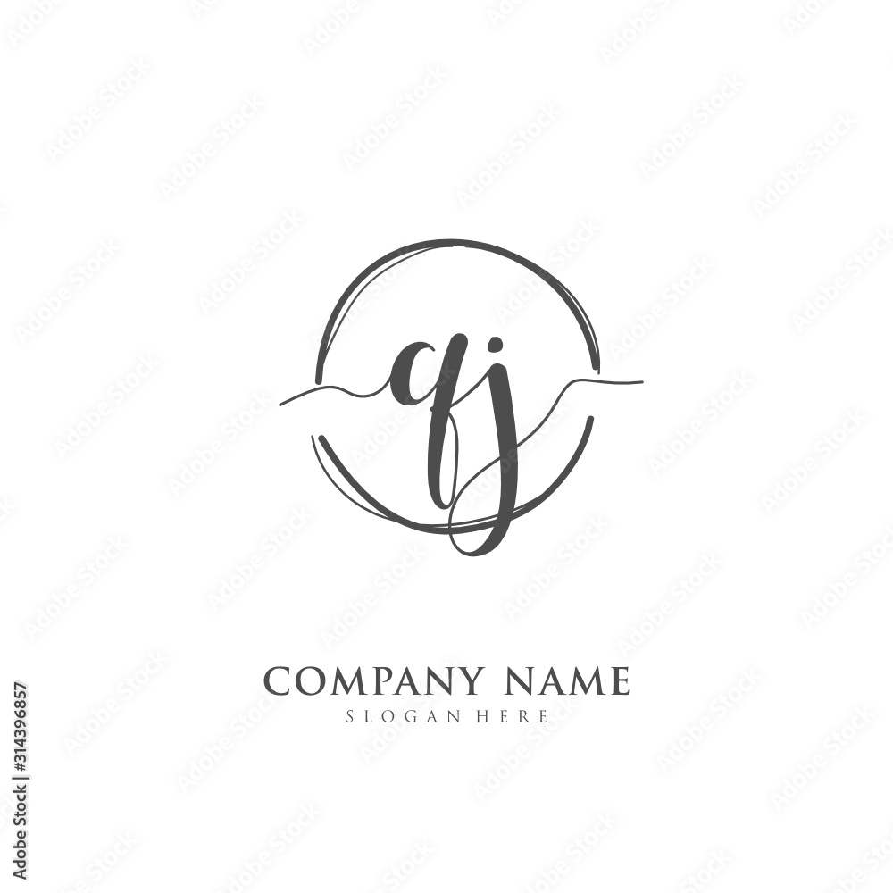 Handwritten initial letter Q J QJ for identity and logo. Vector logo template with handwriting and signature style. Handwritten initial letter Q J QJ for identity and logo. Vector logo template with handwriting and signature style.