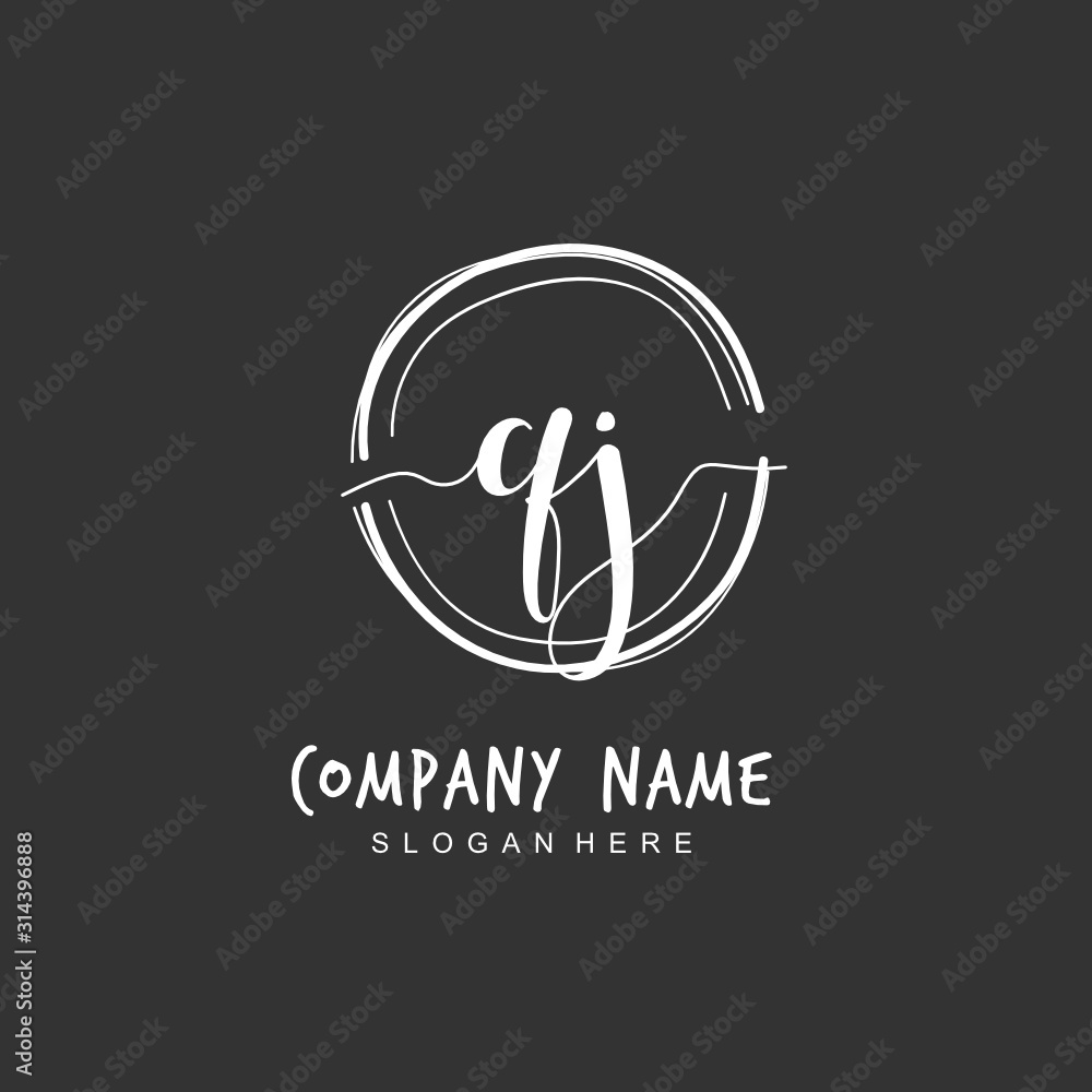 Handwritten initial letter Q J QJ for identity and logo. Vector logo template with handwriting and signature style. Handwritten initial letter Q J QJ for identity and logo. Vector logo template with handwriting and signature style.