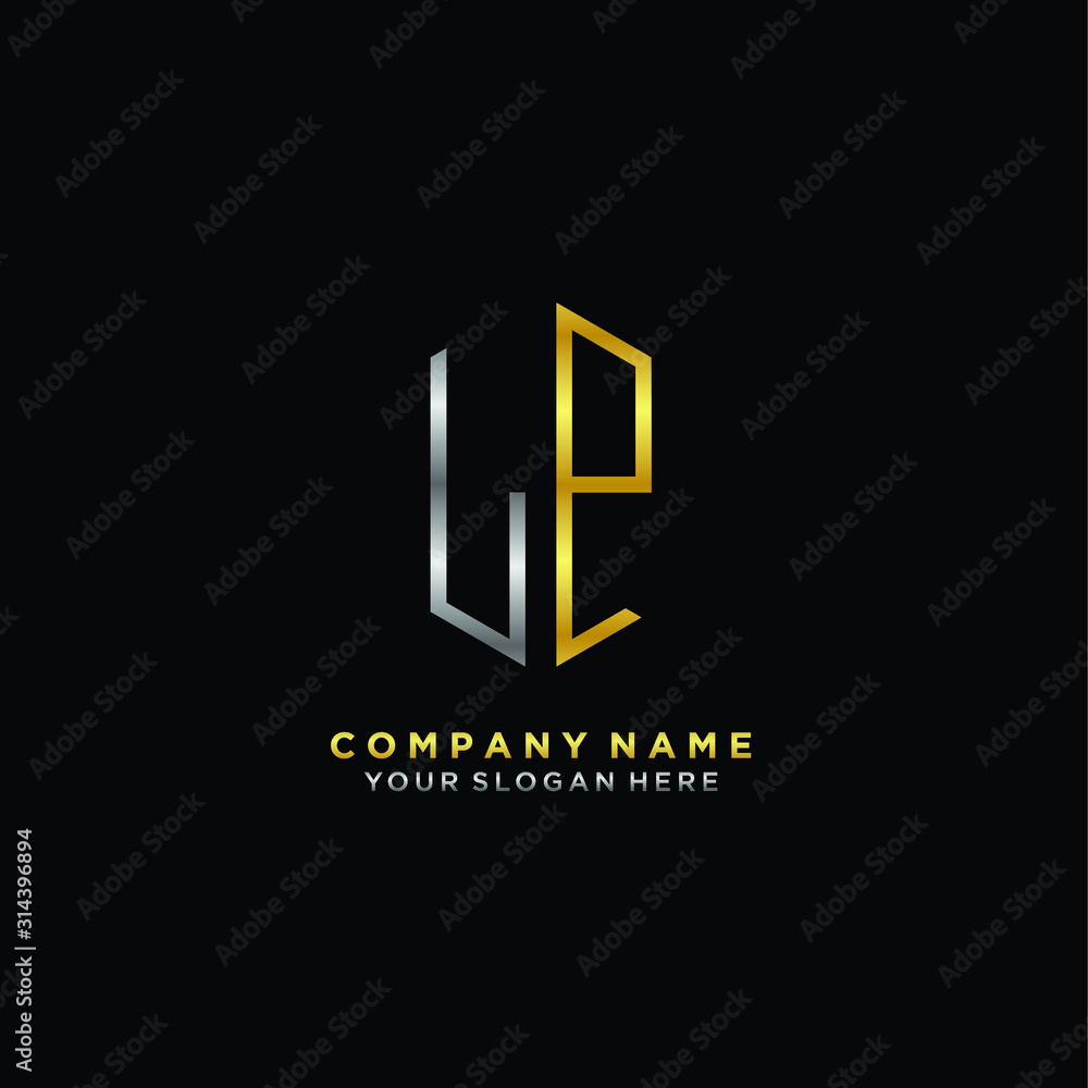 letter LP Minimalist style of gold and silver. luxury minimalist logo for business letter LP Minimalist style of gold and silver. luxury minimalist logo for business