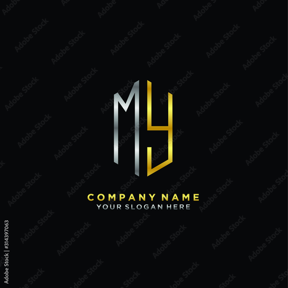 letter MY Minimalist style of gold and silver. luxury minimalist logo for business letter MY Minimalist style of gold and silver. luxury minimalist logo for business