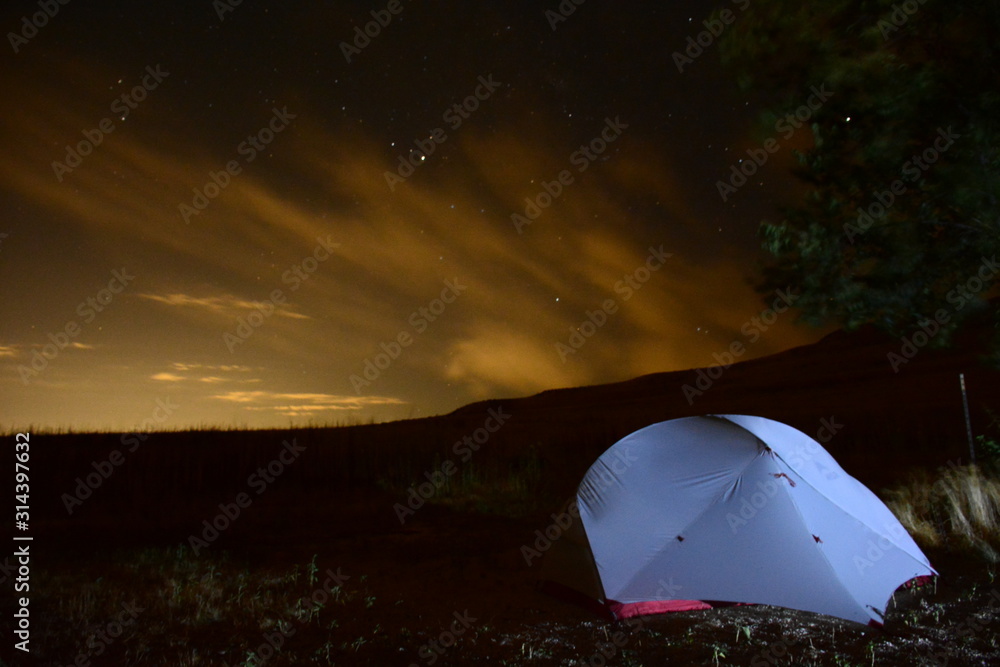 night camping in the mountains