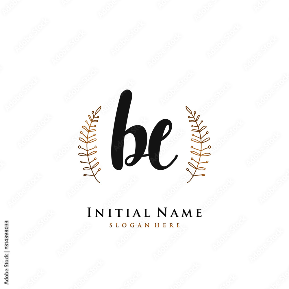 BE Initial handwriting logo vector BE Initial handwriting logo vector