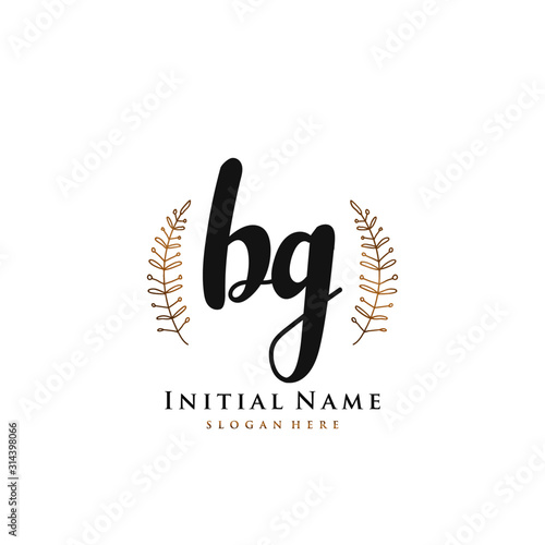 BG Initial handwriting logo vector 