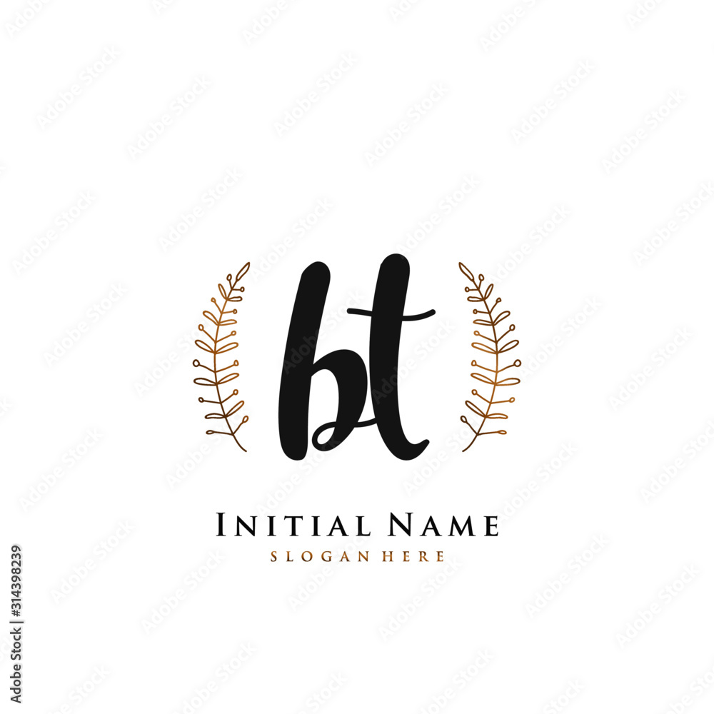 BT Initial handwriting logo vector BT Initial handwriting logo vector