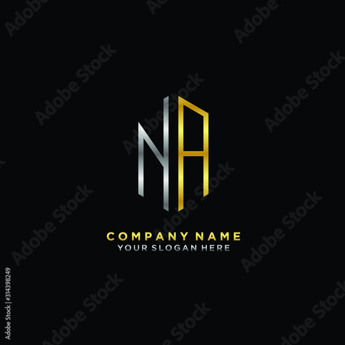 letter NA Minimalist style of gold and silver. luxury minimalist logo for business