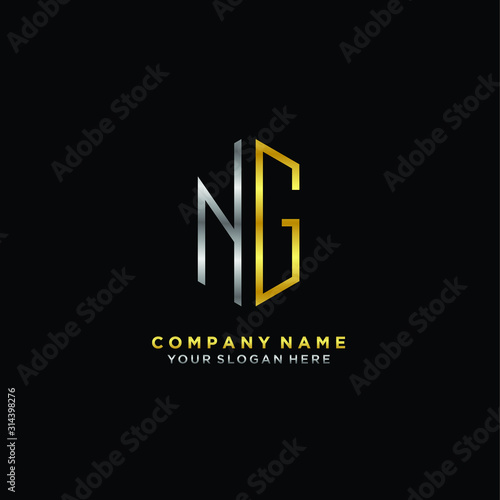 letter NG Minimalist style of gold and silver. luxury minimalist logo for business