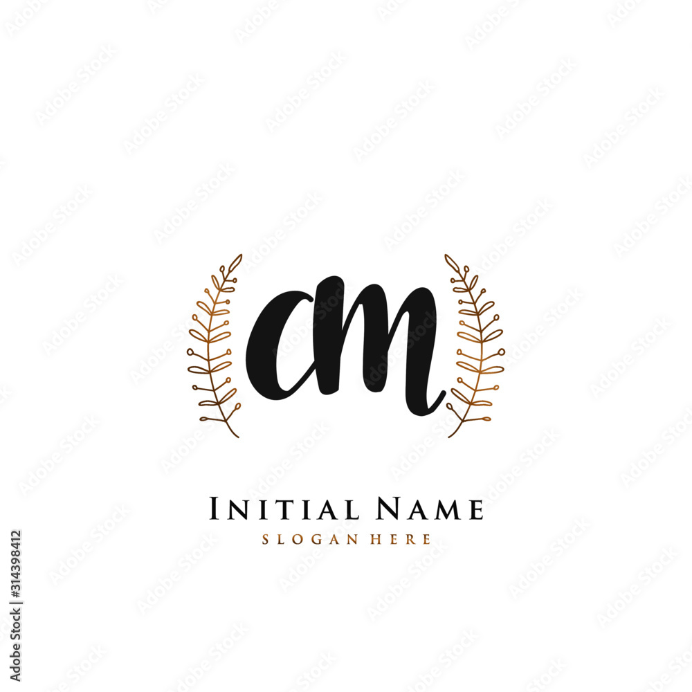 CM Initial handwriting logo vector	