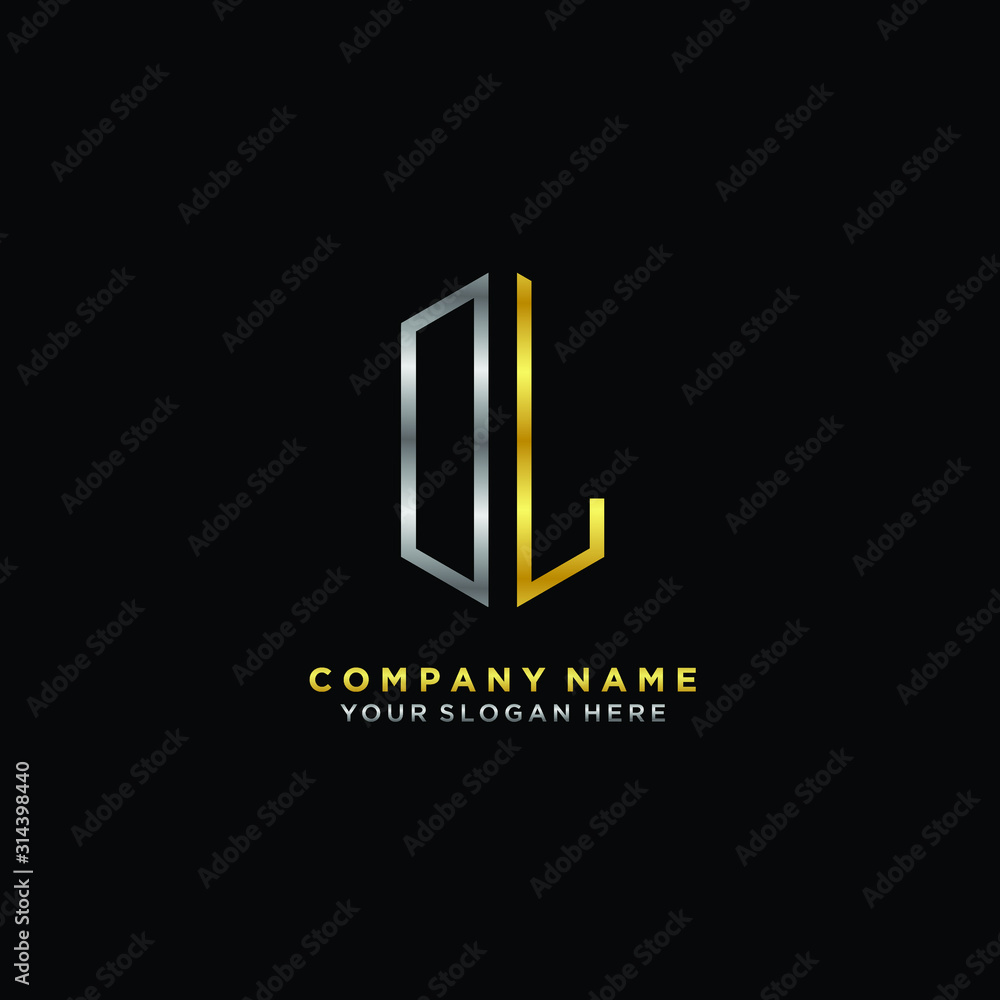 letter OL Minimalist style of gold and silver. luxury minimalist logo for business letter OL Minimalist style of gold and silver. luxury minimalist logo for business