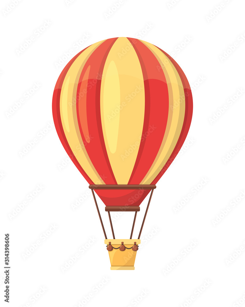 Fototapeta premium Flat hot air balloon, isolated on white background