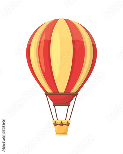  Flat hot air balloon, isolated on white background