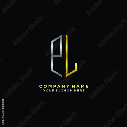 letter PL Minimalist style of gold and silver. luxury minimalist logo for business