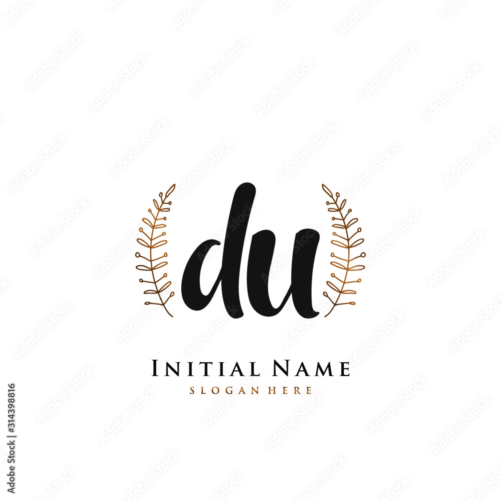 DU Initial handwriting logo vector	
