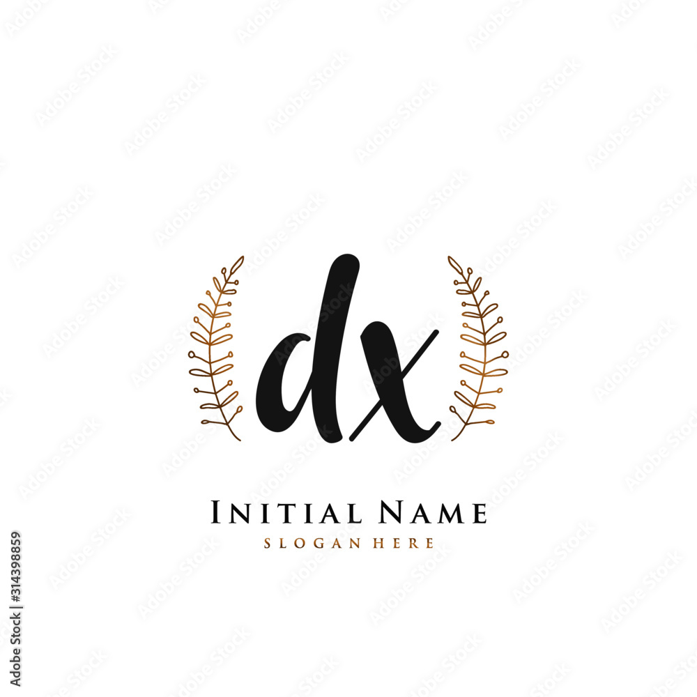 DX Initial handwriting logo vector DX Initial handwriting logo vector