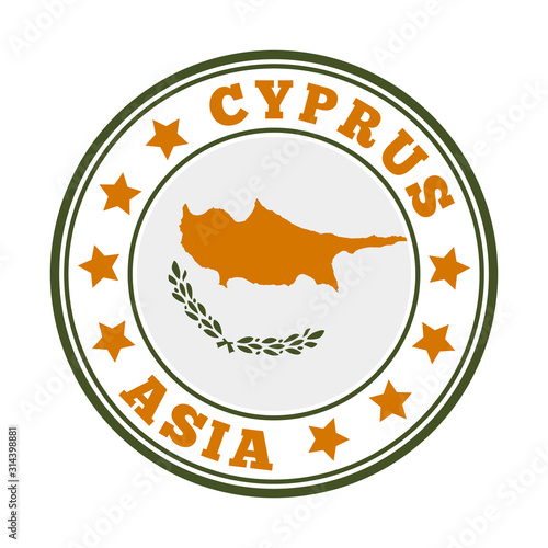 Cyprus sign with flag logo. Vector illustration of a travel destination.