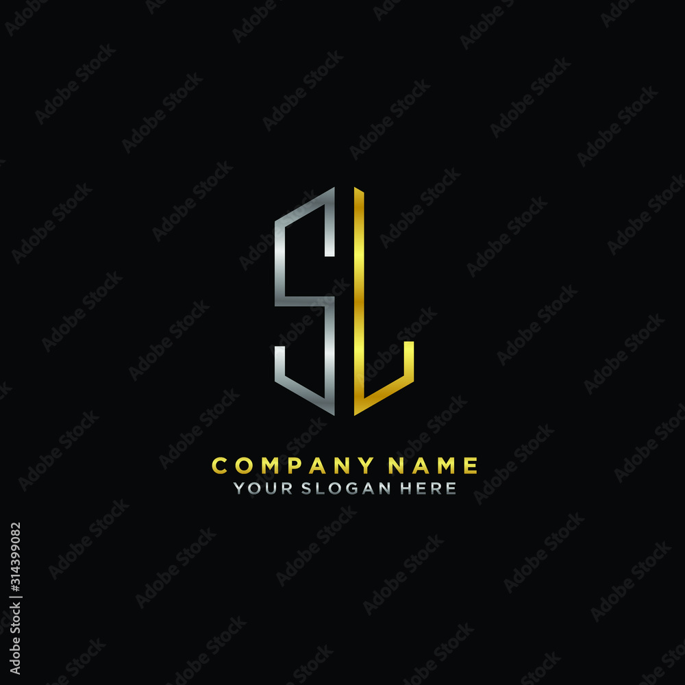 letter SL Minimalist style of gold and silver. luxury minimalist logo for business letter SL Minimalist style of gold and silver. luxury minimalist logo for business