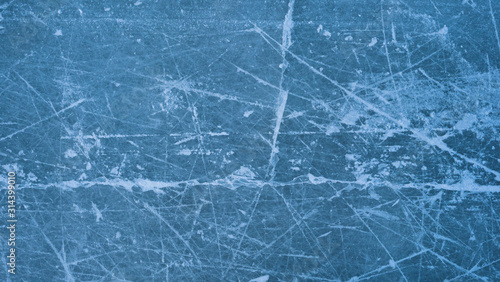 Ice rink with snow texture. Nature winter background