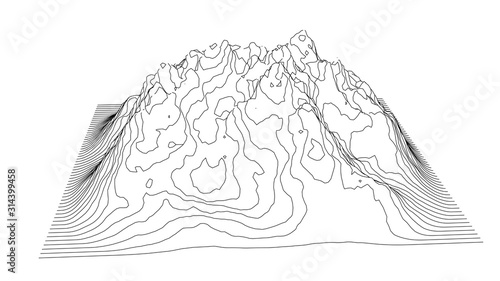 Curve lines in shape of part of mountain range