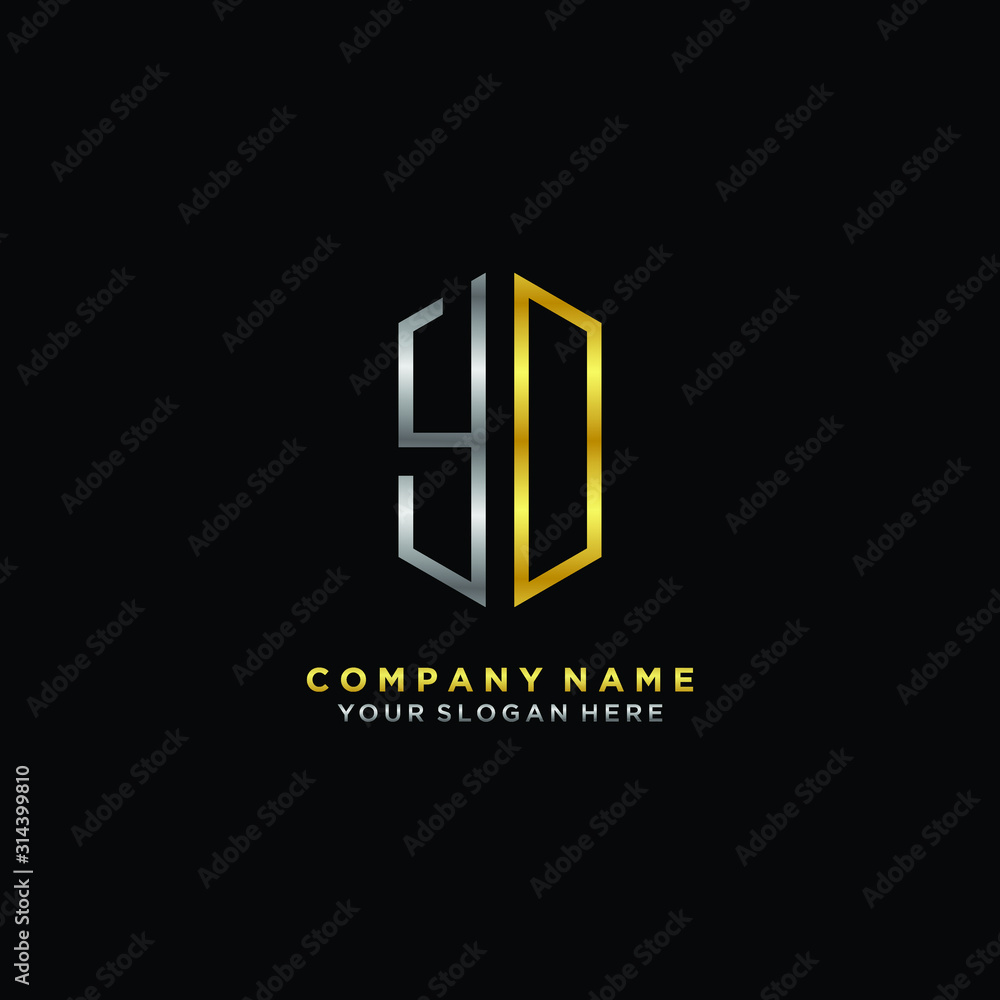 letter YO Minimalist style of gold and silver. luxury minimalist logo for business letter YO Minimalist style of gold and silver. luxury minimalist logo for business