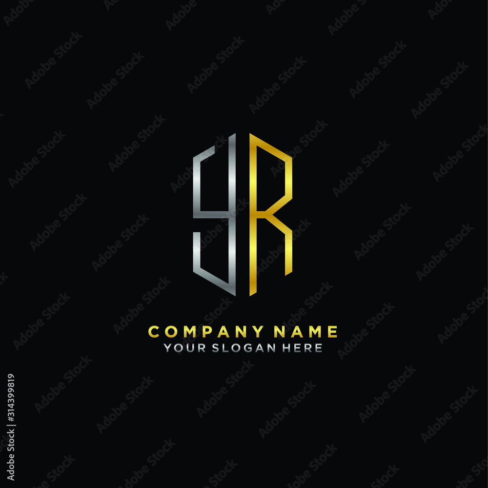 letter YR Minimalist style of gold and silver. luxury minimalist logo for business letter YR Minimalist style of gold and silver. luxury minimalist logo for business