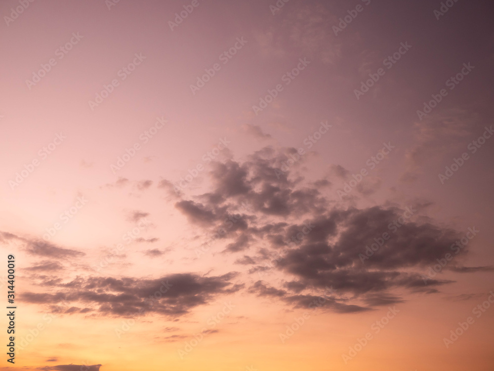 Beautiful views of the sunset sky with clouds. Nature abstract background.