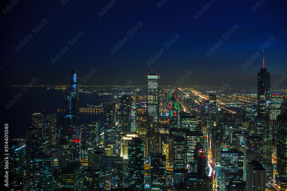 Aerial view of downtown Chicago at Christmas Aerial view of downtown Chicago at Christmas