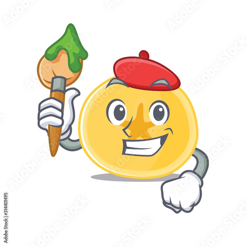 Cartoon character of banana chips Artist with a brush