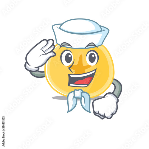 A mascot design of banana chips Sailor wearing hat