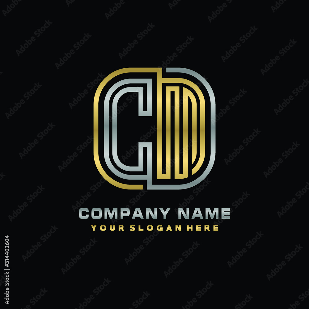initial letter CM logo Abstract vector minimalist. letter logo gold and silver color initial letter CM logo Abstract vector minimalist. letter logo gold and silver color