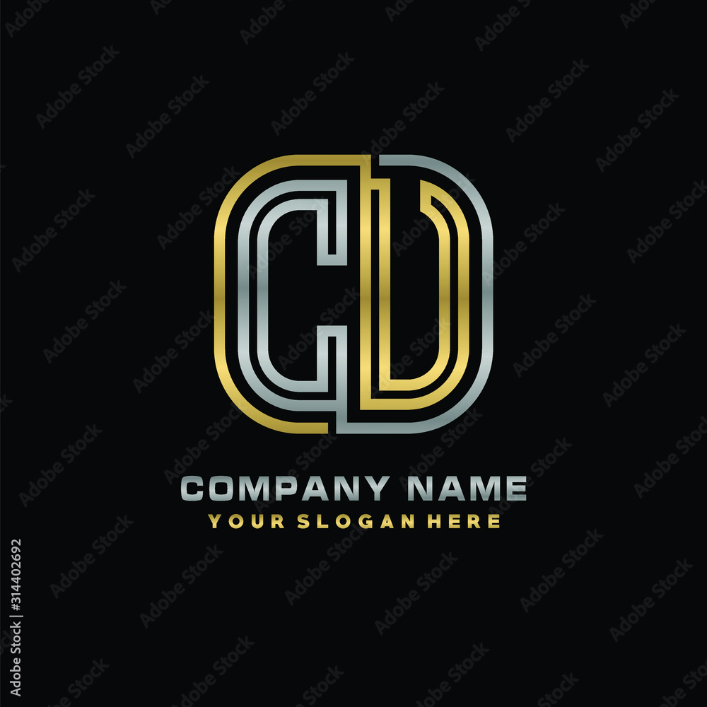 initial letter CV logo Abstract vector minimalist. letter logo gold and silver color initial letter CV logo Abstract vector minimalist. letter logo gold and silver color