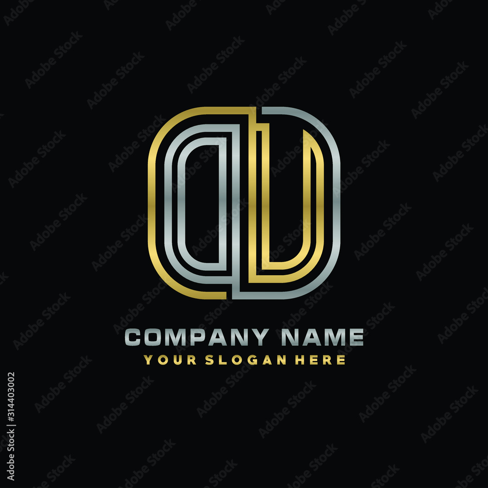 initial letter DU logo Abstract vector minimalist. letter logo gold and silver color initial letter DU logo Abstract vector minimalist. letter logo gold and silver color