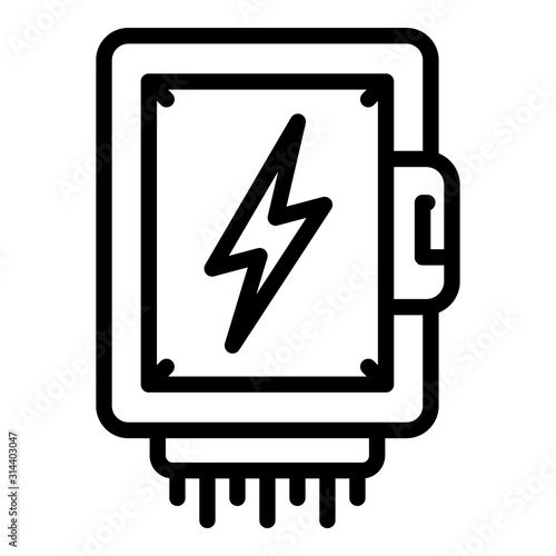 High voltage box icon. Outline high voltage box vector icon for web design isolated on white background
