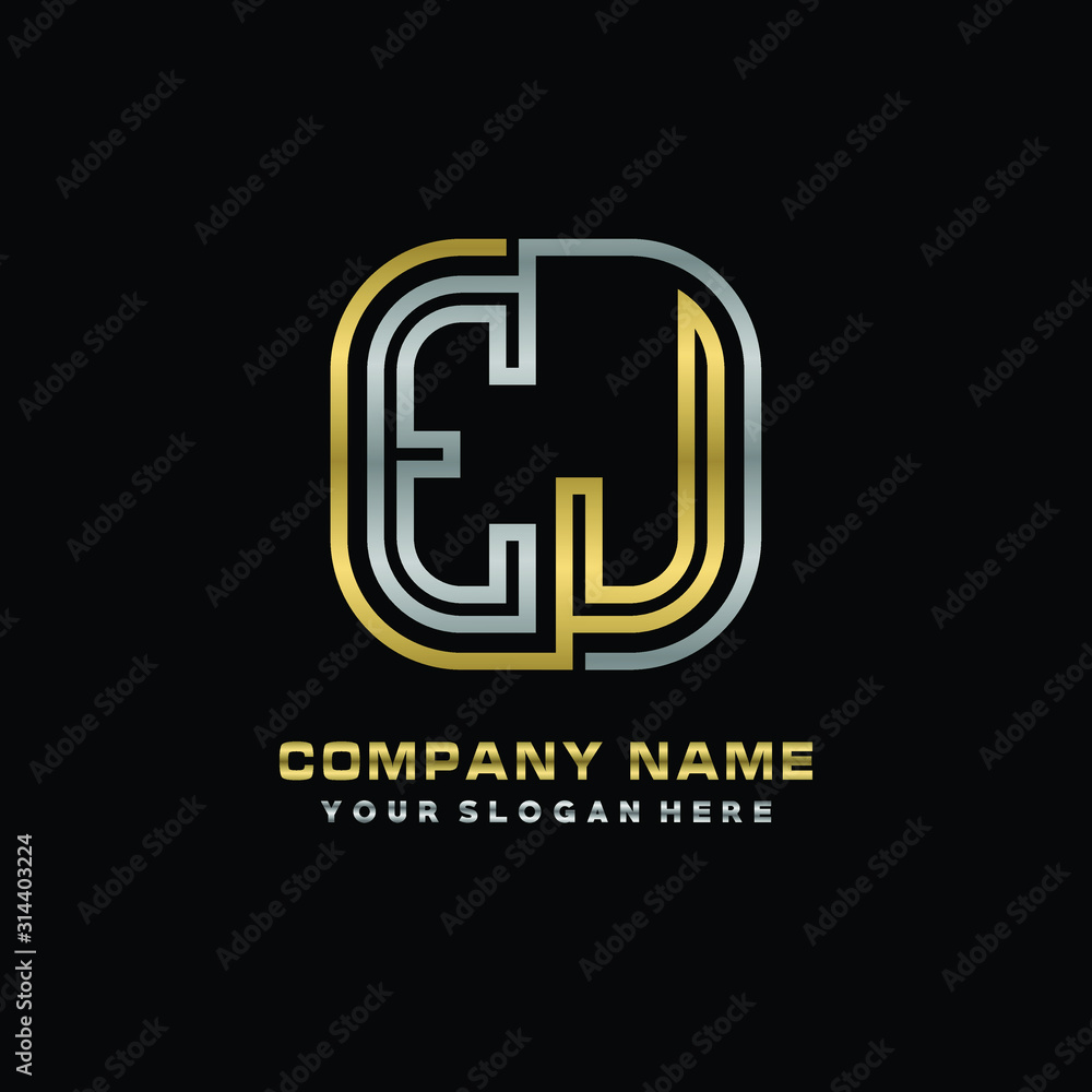 initial letter EJ logo Abstract vector minimalist. letter logo gold and silver color initial letter EJ logo Abstract vector minimalist. letter logo gold and silver color