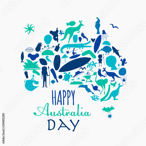 Happy Australian Day. Greeting card design