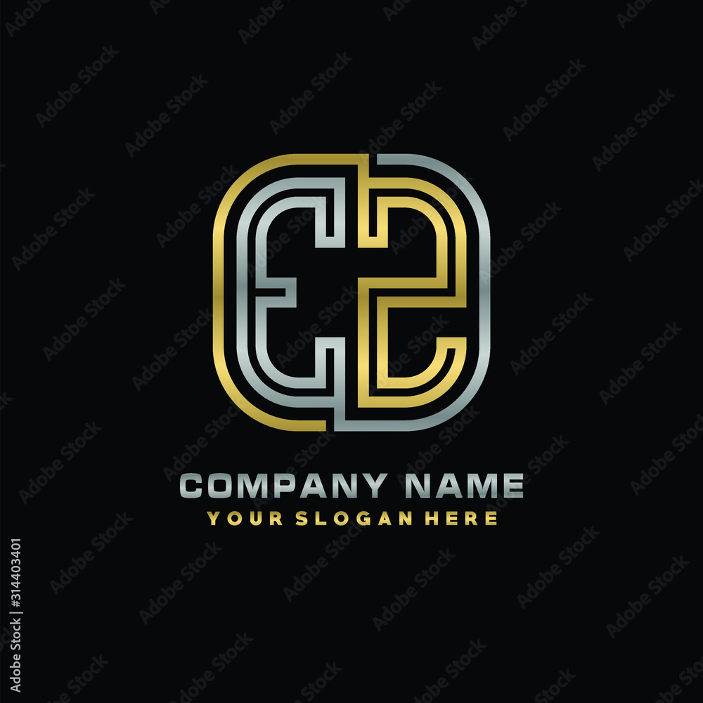 initial letter E logo Abstract vector minimalist. letter logo gold and silver color initial letter E logo Abstract vector minimalist. letter logo gold and silver color