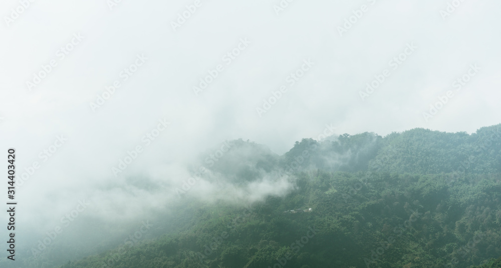 clouds over the mountain in morning cover banner nature concept background.  