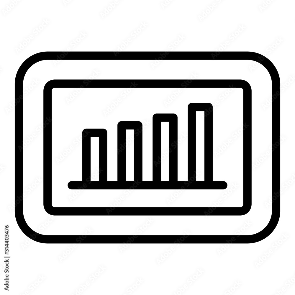 Tablet finance graph icon. Outline tablet finance graph vector icon for web design isolated on white background Tablet finance graph icon. Outline tablet finance graph vector icon for web design isolated on white background