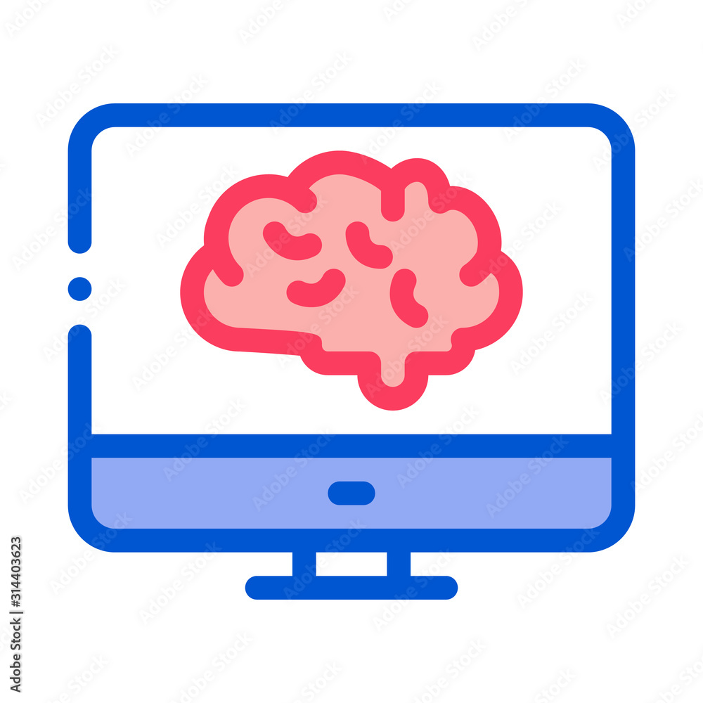 Brain On Display Icon Vector. Outline Brain On Display Sign. Isolated Contour Symbol Illustration Brain On Display Icon Vector. Outline Brain On Display Sign. Isolated Contour Symbol Illustration