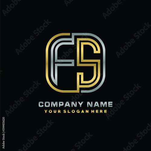 Free Download initial letter FS logo Abstract vector minimalist. letter logo gold and silver color - GFXLoad