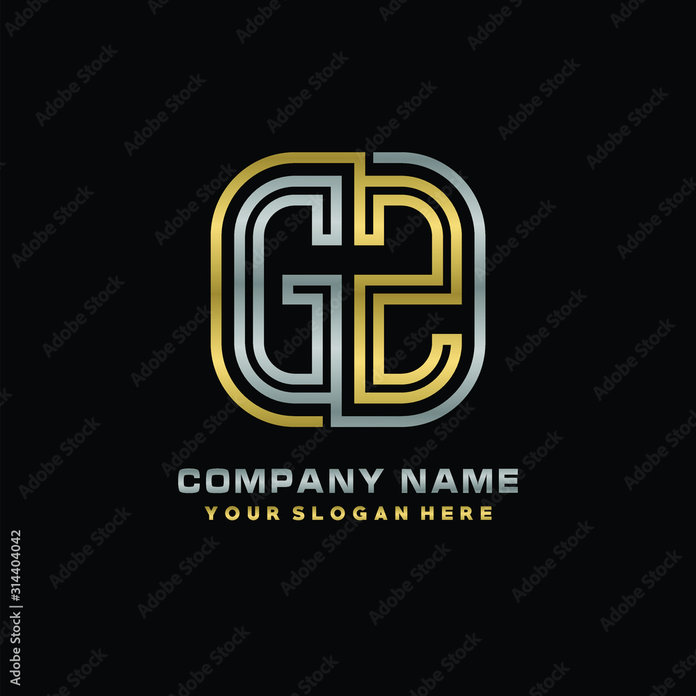 initial letter GZ logo Abstract vector minimalist. letter logo gold and silver color initial letter GZ logo Abstract vector minimalist. letter logo gold and silver color